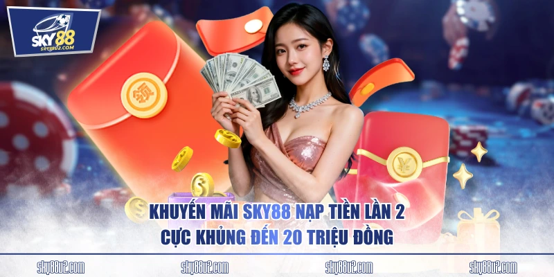 Khuyến mãi SKY88 nạp tiền lần 2 cực khủng đến 20 triệu đồng